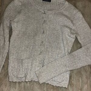 Brandy Melville Cable Knit Gray Button Up Women's Sweater